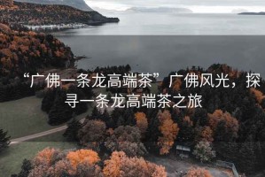“廣佛一條龍高端茶”廣佛風(fēng)光，探尋一條龍高端茶之旅