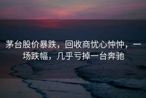 茅臺股價暴跌，回收商憂心忡忡，一場跌幅，幾乎虧掉一臺奔馳