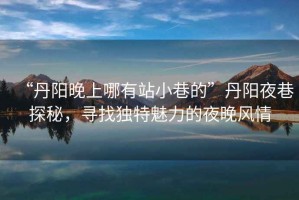 “丹陽(yáng)晚上哪有站小巷的”丹陽(yáng)夜巷探秘，尋找獨(dú)特魅力的夜晚風(fēng)情