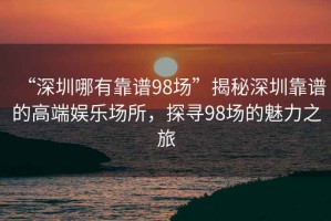 “深圳哪有靠譜98場”揭秘深圳靠譜的高端娛樂場所，探尋98場的魅力之旅