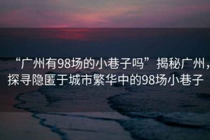 “廣州有98場(chǎng)的小巷子嗎”揭秘廣州，探尋隱匿于城市繁華中的98場(chǎng)小巷子