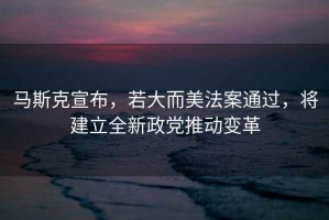 馬斯克宣布，若大而美法案通過，將建立全新政黨推動(dòng)變革