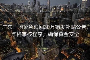 廣東一地緊急追回30萬錯(cuò)發(fā)補(bǔ)貼公告，嚴(yán)格審核程序，確保資金安全