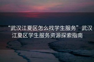 “武漢江夏區(qū)怎么找學(xué)生服務(wù)”武漢江夏區(qū)學(xué)生服務(wù)資源探索指南