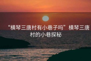“橫琴三唐村有小巷子嗎”橫琴三唐村的小巷探秘