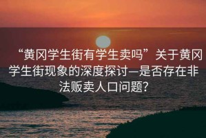 “黃岡學(xué)生街有學(xué)生賣嗎”關(guān)于黃岡學(xué)生街現(xiàn)象的深度探討—是否存在非法販賣人口問題？