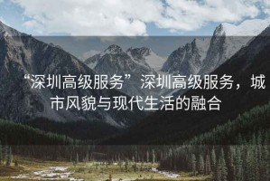 “深圳高級服務(wù)”深圳高級服務(wù)，城市風(fēng)貌與現(xiàn)代生活的融合