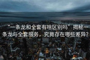 “一條龍和全套有啥區(qū)別嗎”揭秘一條龍與全套服務(wù)，究竟存在哪些差異？
