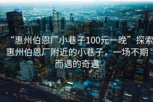 “惠州伯恩廠小巷子100元一晚”探索惠州伯恩廠附近的小巷子，一場不期而遇的奇遇