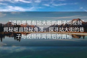“岷縣哪里有站大街的巷子啊視頻”揭秘岷縣隱秘角落，探尋站大街的巷子與視頻傳聞背后的真相
