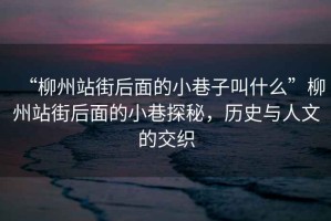 “柳州站街后面的小巷子叫什么”柳州站街后面的小巷探秘，歷史與人文的交織