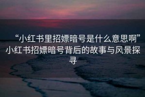 “小紅書(shū)里招嫖暗號(hào)是什么意思啊”小紅書(shū)招嫖暗號(hào)背后的故事與風(fēng)景探尋