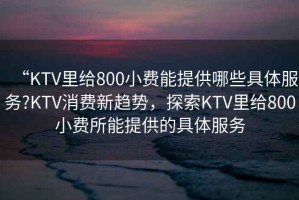 “KTV里給800小費能提供哪些具體服務(wù)?KTV消費新趨勢，探索KTV里給800小費所能提供的具體服務(wù)