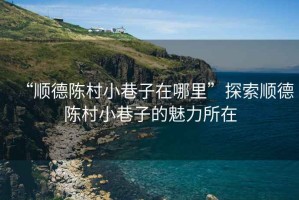 “順德陳村小巷子在哪里”探索順德陳村小巷子的魅力所在