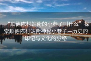“順德陳村站街的小巷子叫什么”探索順德陳村站街神秘小巷子—歷史的印記與文化的脈絡