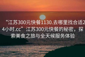 “江蘇300元快餐1130.去哪里找合適24小時.cc”江蘇300元快餐的秘密，探索美食之旅與全天候服務(wù)體驗