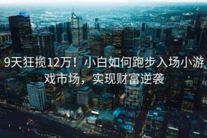 9天狂攬12萬(wàn)！小白如何跑步入場(chǎng)小游戲市場(chǎng)，實(shí)現(xiàn)財(cái)富逆襲
