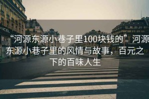 “河源東源小巷子里100塊錢(qián)的”河源東源小巷子里的風(fēng)情與故事，百元之下的百味人生