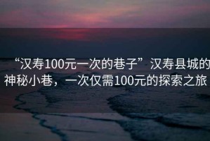 “漢壽100元一次的巷子”漢壽縣城的神秘小巷，一次僅需100元的探索之旅