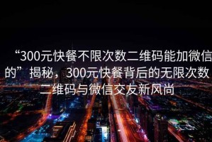 “300元快餐不限次數(shù)二維碼能加微信的”揭秘，300元快餐背后的無限次數(shù)二維碼與微信交友新風(fēng)尚