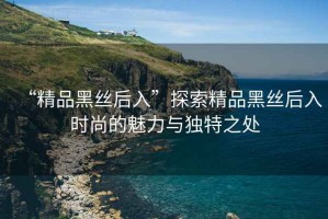 “精品黑絲后入”探索精品黑絲后入時(shí)尚的魅力與獨(dú)特之處