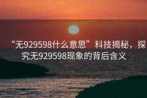 “無(wú)929598什么意思”科技揭秘，探究無(wú)929598現(xiàn)象的背后含義