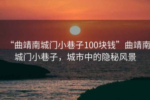 “曲靖南城門小巷子100塊錢”曲靖南城門小巷子，城市中的隱秘風(fēng)景