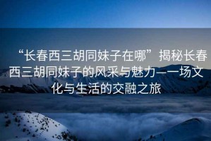 “長春西三胡同妹子在哪”揭秘長春西三胡同妹子的風(fēng)采與魅力—一場文化與生活的交融之旅