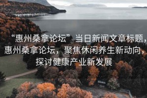 “惠州桑拿論壇”當(dāng)日新聞文章標(biāo)題，惠州桑拿論壇，聚焦休閑養(yǎng)生新動向，探討健康產(chǎn)業(yè)新發(fā)展