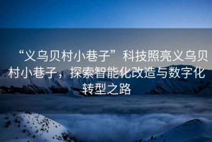 “義烏貝村小巷子”科技照亮義烏貝村小巷子，探索智能化改造與數(shù)字化轉(zhuǎn)型之路