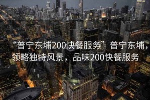 “普寧東埔200快餐服務(wù)”普寧東埔，領(lǐng)略獨特風景，品味200快餐服務(wù)