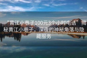 “黃江小巷子100元3個(gè)小時(shí)電話”揭秘黃江小巷子，深夜的神秘角落與隱藏服務(wù)