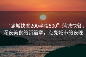 “蒲城快餐200半夜500”蒲城快餐，深夜美食的新篇章，點亮城市的夜晚