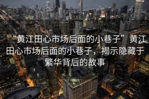 “黃江田心市場后面的小巷子”黃江田心市場后面的小巷子，揭示隱藏于繁華背后的故事