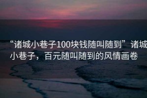 “諸城小巷子100塊錢(qián)隨叫隨到”諸城小巷子，百元隨叫隨到的風(fēng)情畫(huà)卷