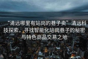 “清遠哪里有站崗的巷子賣”清遠科技探索，尋找智能化站崗巷子的秘密與特色商品交易之地