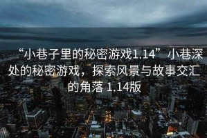 “小巷子里的秘密游戲1.14”小巷深處的秘密游戲，探索風景與故事交匯的角落 1.14版