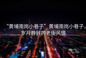 “黃埔南崗小巷子”黃埔南崗小巷子，歲月靜好的老街風(fēng)情