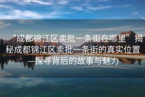 “成都錦江區(qū)賣批一條街在哪里”揭秘成都錦江區(qū)賣批一條街的真實(shí)位置—探尋背后的故事與魅力