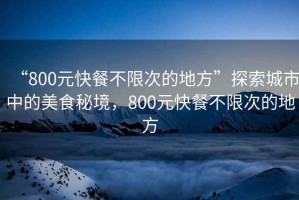 “800元快餐不限次的地方”探索城市中的美食秘境，800元快餐不限次的地方