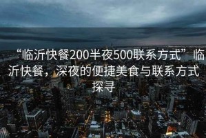“臨沂快餐200半夜500聯(lián)系方式”臨沂快餐，深夜的便捷美食與聯(lián)系方式探尋
