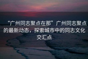 “廣州同志聚點在那”廣州同志聚點的最新動態(tài)，探索城市中的同志文化交匯點
