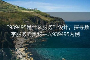 “939495是什么服務(wù)”設(shè)計(jì)，探尋數(shù)字服務(wù)的奧秘—以939495為例