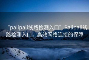 “palipali線路檢測入口”Palipali線路檢測入口，高效網(wǎng)絡(luò)連接的保障