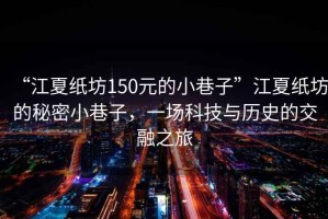 “江夏紙坊150元的小巷子”江夏紙坊的秘密小巷子，一場科技與歷史的交融之旅