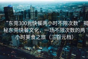 “東莞300元快餐兩小時不限次數(shù)”揭秘東莞快餐文化，一場不限次數(shù)的兩小時美食之旅（三百元檔）