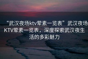 “武漢夜場ktv葷素一覽表”武漢夜場KTV葷素一覽表，深度探索武漢夜生活的多彩魅力