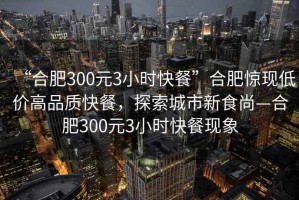 “合肥300元3小時快餐”合肥驚現(xiàn)低價高品質(zhì)快餐，探索城市新食尚—合肥300元3小時快餐現(xiàn)象