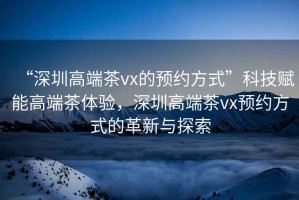 “深圳高端茶vx的預(yù)約方式”科技賦能高端茶體驗，深圳高端茶vx預(yù)約方式的革新與探索