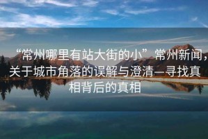 “常州哪里有站大街的小”常州新聞，關(guān)于城市角落的誤解與澄清—尋找真相背后的真相